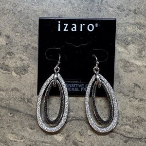 Silver and Black Double Teardrop Earrings
